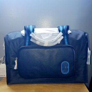 Coach Duffle Bag; black and blue.